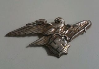 Vintage World War Ii Wwii German Perched Eagle Badge Cap Emblem Hat Pin