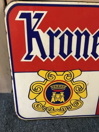 Large Vintage Kronenbourg Beer Porcelain Enamel French Advertising Sign 1950 2