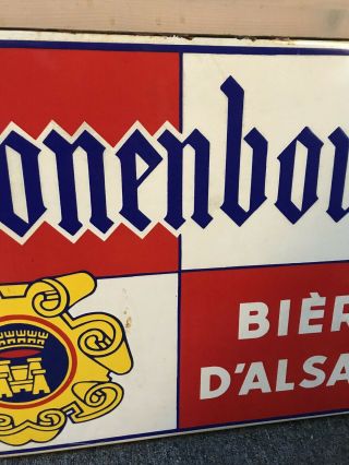Large Vintage Kronenbourg Beer Porcelain Enamel French Advertising Sign 1950 3