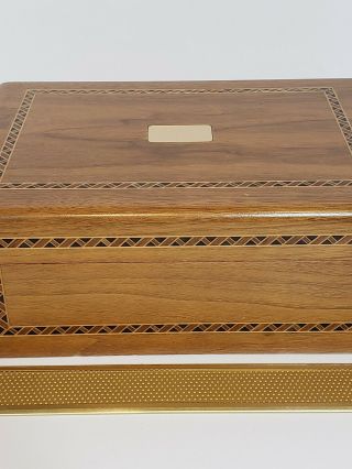 Vintage Decatur Ind.  Walnut Inlaid Humidor Cigar Box Lined