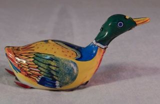 Vintage Tin Litho Mechanical Wind Up Waddle Duck Inakita Japan