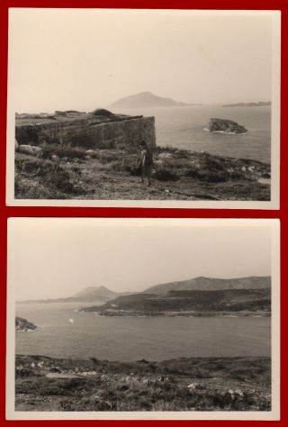 39560 Sounion Greece 1950.  The View From The Temple Of Poseidon.  2 Photos