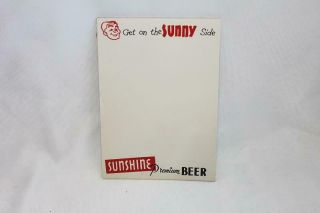 1950s Sunshine Premium Beer Paper Notepad Get On The Sunny Side Reading Pa