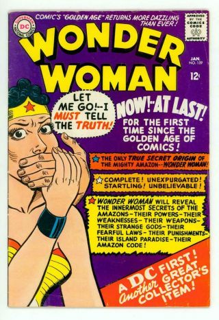 Wonder Woman 159 Vg/fn 5.  0 Origin Retold Comic 1966