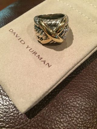Vintage David Yurman Sterling Silver And 14k Yellow Gold Cable X Ring Sz 6