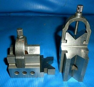 2 Double Position V Blocks W/ Clamps Machinists Tools 3 " X 1 3/4 " X 1 5/8 "
