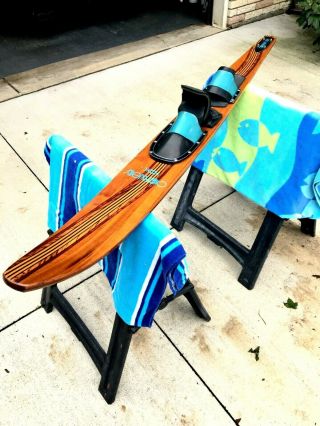 Vintage Connelly Hook 67” Mahogany Wood Inlay Slalom Water Ski