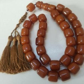 149 G Faturan Amber Large Bakelite Islamic Rosary Prayer 33 Beads بكلايت بكليت