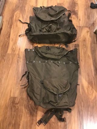 Vintage German Military Bag Backpack Army Green Straps Rucksack Pack Olive War