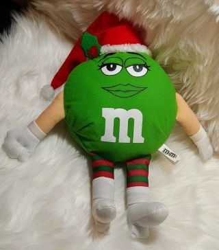 Toy Factory Miss Green M&m Candy Christmas Plush Santa Hat 12 "