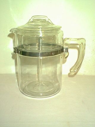 Vintage Flame Ware Pyrex Glass 9 Cup Percolator Coffee Pot 7829.  B B - 12 Usa