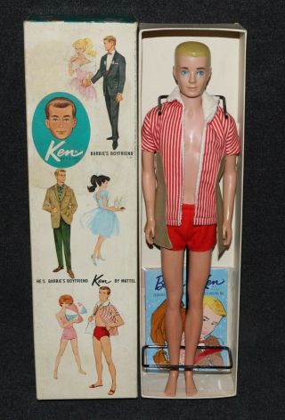 Barbie 0750 1962 Boxed Barbie Ken 2nd Version Non - Flocked Blonde