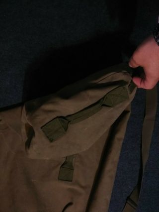 Vintage Military Duffle Bag Camo Green Canvas Heavy Zipper w/ Handle 2