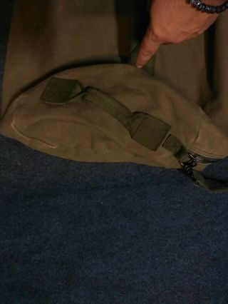 Vintage Military Duffle Bag Camo Green Canvas Heavy Zipper w/ Handle 3