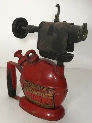Antique Unique Shaped National Red Blow Torch Very