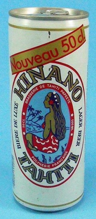 Rare Vintage Hinano Tahiti Steel Pull Tab Beer Can 50 Centiliter Circa 1987