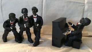Vintage Enesco All That Jazz Parastone African American Figurine W/ Piano Player