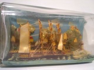 Vintage Ship In A Bottle Glass Lighthouse France L.  J.  McGuiness Folk Art Diorama 3