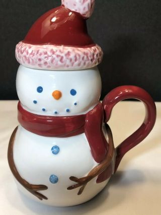 Starbucks 2006 Holiday Snowman Tea Coffee Mug/cup With Lid 7” Tall
