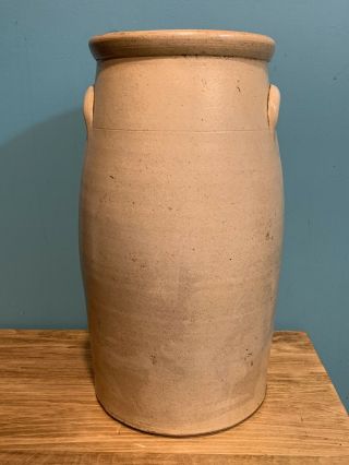 Antique Stoneware 4 Gallon Churn Crock F WOODWORTH BURLINGTON,  VT 19th Century 3