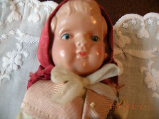 Vintage Celluloid Strung Doll with Clothing - 7 
