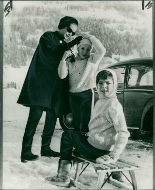 Vintage Photograph Of Princess Grace With Her Son Prince Albert And Daughter Pri