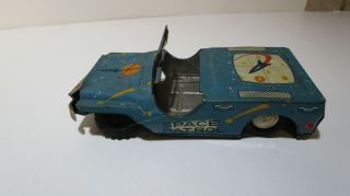 Vintage tin friction made in Japan blue SPACE PATROL jeep car TLC 3