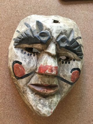 Vintage Mexican Mask Hand Carved Painted Wood V Is For Vendetta Face Bali Java ?