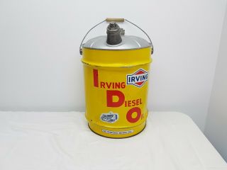 Vintage 1960’s Irving Diesel Oil 5 Imperial Gallon Can