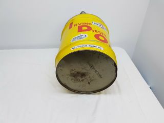 Vintage 1960’s Irving Diesel Oil 5 Imperial Gallon Can 3