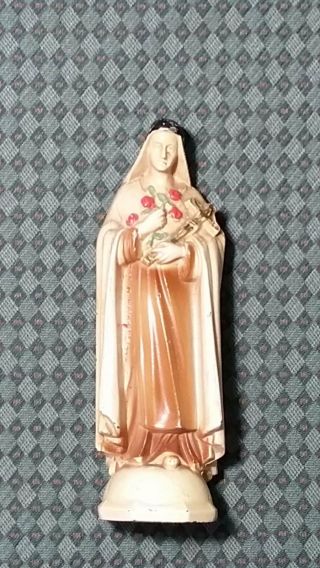 Vintage Saint Therese Of Lisieux Metalor Cast Metal Statue With Painted Finish