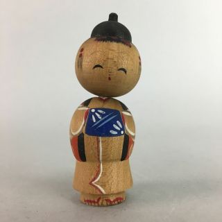 Japanese Kokeshi Doll Vtg Wood Carving Figurine Kimono Smile Girl Kf153