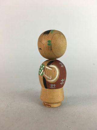 Japanese Kokeshi Doll Vtg Wood Carving Figurine Kimono Smile Boy Child KF173 3