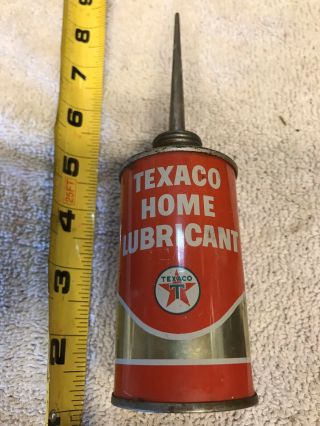 Vintage Texaco Home Lubricant Advertising Handy Oiler Tin Can Oil Texas 3 Oz