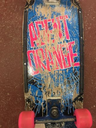 Vision Agent Orange Skateboard.  Vintage w / kryptonics wheels 1985 2