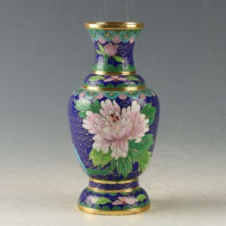 Collectibles Old Chinese Cloisonne Hand Drawed Flower Vase Rt