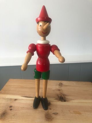 Pinocchio Wooden Figure Toy 16 " Made In Italy Giocattoli Brevettati Galetti