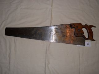 Vintage H.  Disston & Sons Philada Hand Saw 29 " With Etching On Blade (a)