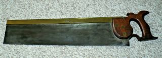 Vintage John Spear Wood.  Brass & Steel Hand Saw England (21 1/2 Inches Long)