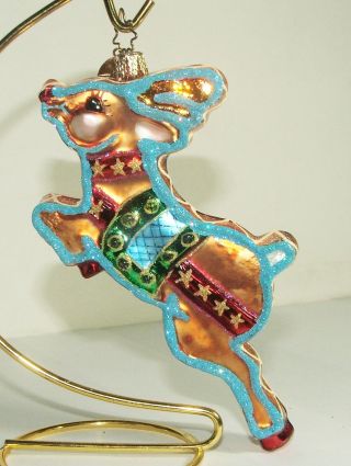 Christopher Radko " Deer Cookie Delight " Reindeer Ornament Vintage Glass