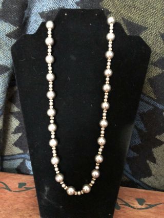 Vintage Dead Pawn Navajo Pearls Sterling & 14k Beaded Necklace 34” 106 Grams