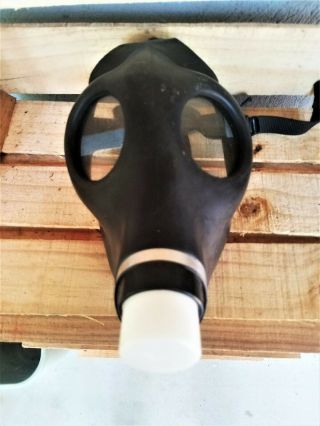 Black Rubber Stretch Fetish Bdsm Sensory Dep Gas Mask Clear Lenses Unisex Rolepl