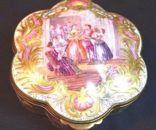 Antique Hand Painted Porcelain Brass Mounted Box