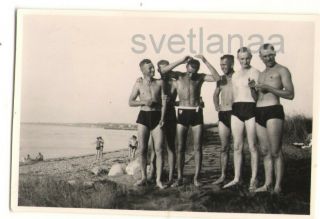 1940s Wwii German Military Men Beach Shirtless Guys Nude Male Gay Vintage Photo