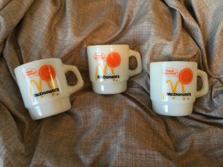 3 Vintage Milk Glass Mcdonalds Breakfast Brigade Coffee Cup Mugs