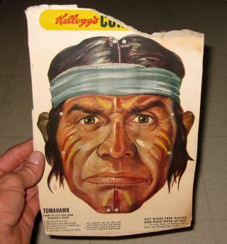 Native American Indian Mask Vintage / Antique Kelloggs Corn Flakes Advertisement