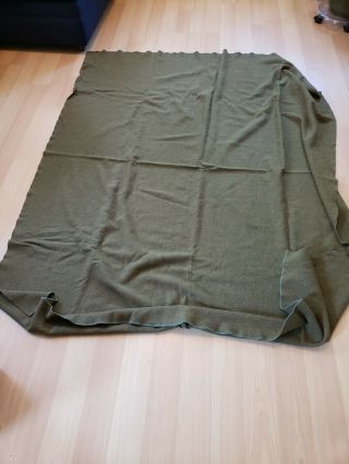 Vtg Army Military Wool Green Blanket 60 X 80