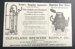 1907 Werle’ Bung Apparatus Beer Brewery Eq Ad Diehl Of Cleveland Ohio Craft
