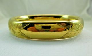 Vintage Carl Art 12k Gold Filled Bangle Bracelet Hinged Floral 7 " Oval 824c