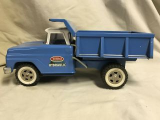 Vintage Tonka Blue Pressed Steel Hydraulic Dump Truck Toy 14 Inches Long